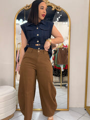 NEISHA " BROWN   BARREL PANTS