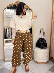 BROWN/BLANCO  POLKA DOT BARREL