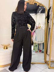 PAOLA¨BLACK JUMPSUIT DETALLES