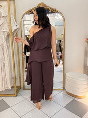 MICHELLE ” PLUM JUMPSUIT  DRESS