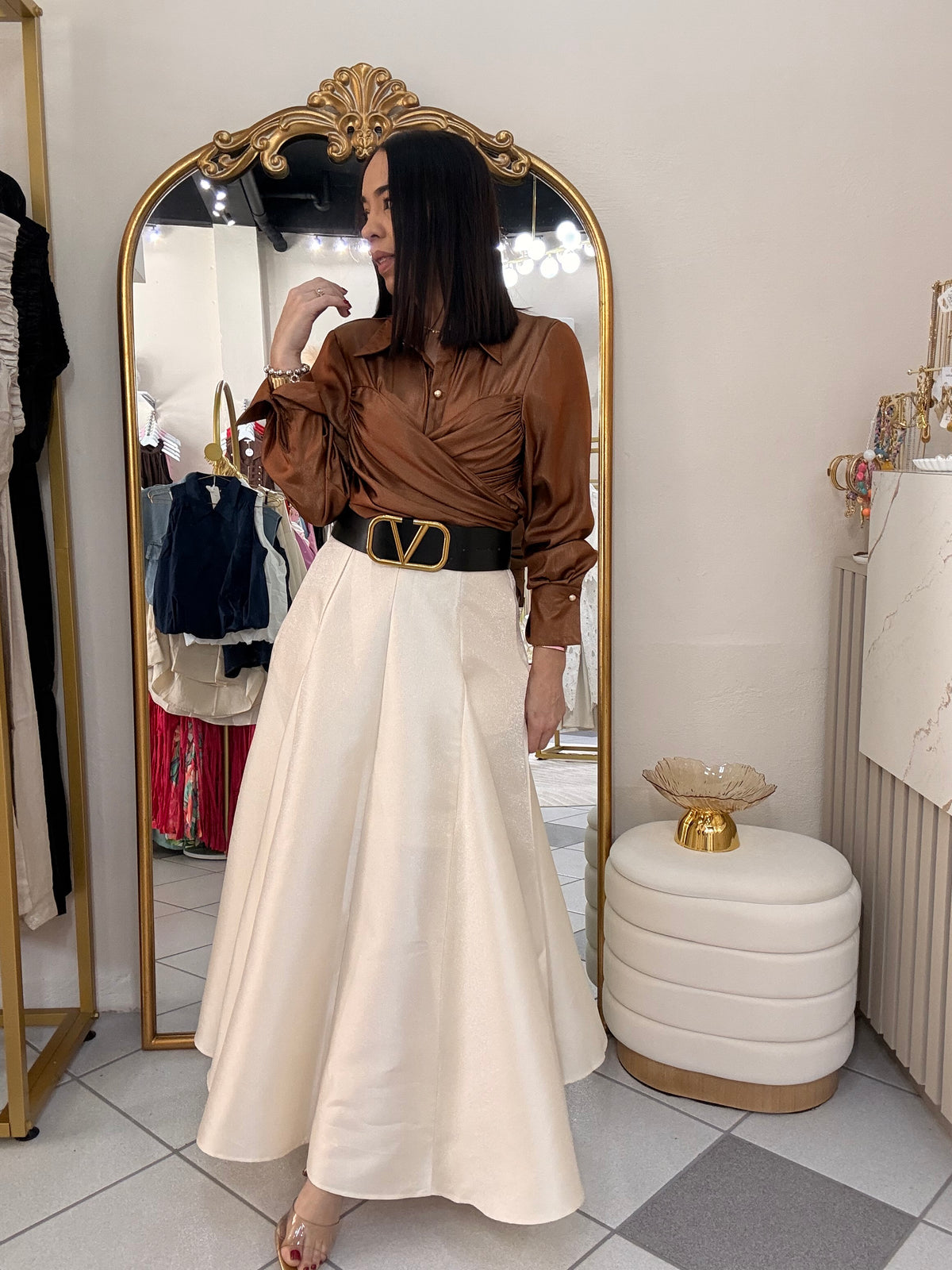 FALDA ELEGANTE CREMA