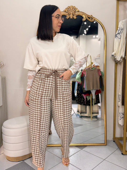 PANTALON CUADROS BROWN