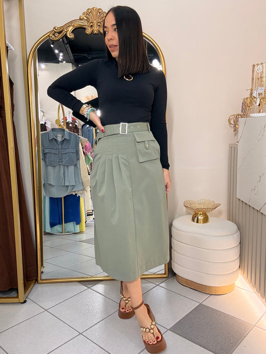 FALDA MIDI SAGE