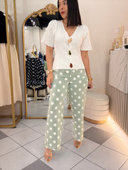 WALESKA" SAGE POLKA DOT PANT