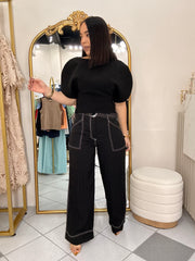ERIKA” PANTALÓN NEGRO / DETALLE EN BLANCO