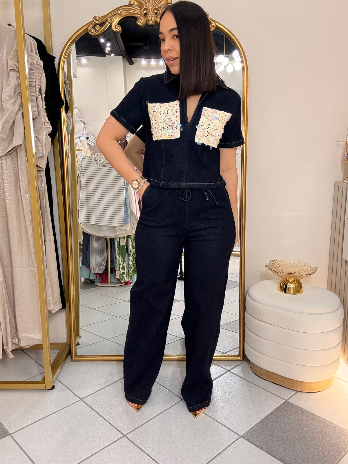 WALESKA"  DENIM DARK SET DOS PIEZAS