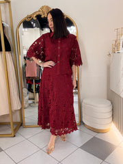 BURGUNDY ELEGANTE SET FALDA Y TOP