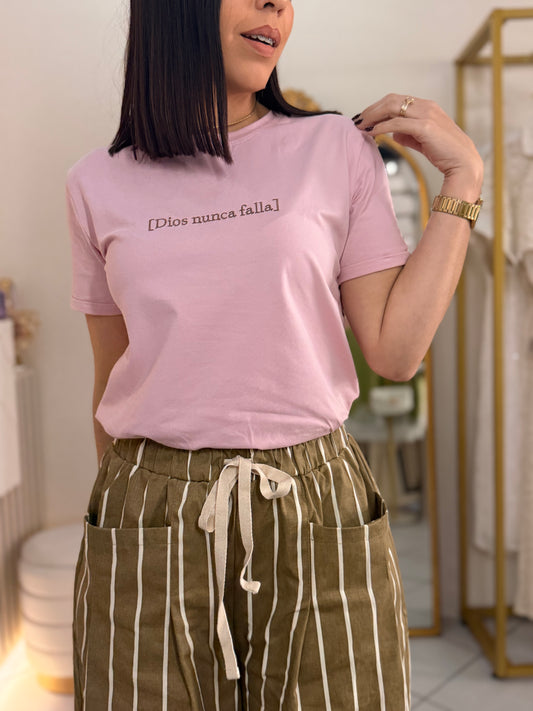 DIOS NUNCA FALLA " TSHIRT PINK