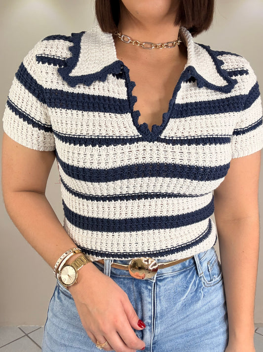 CROCHET TOP NAVY