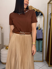 FALDA PLISADA COLOR CHAMPÁN