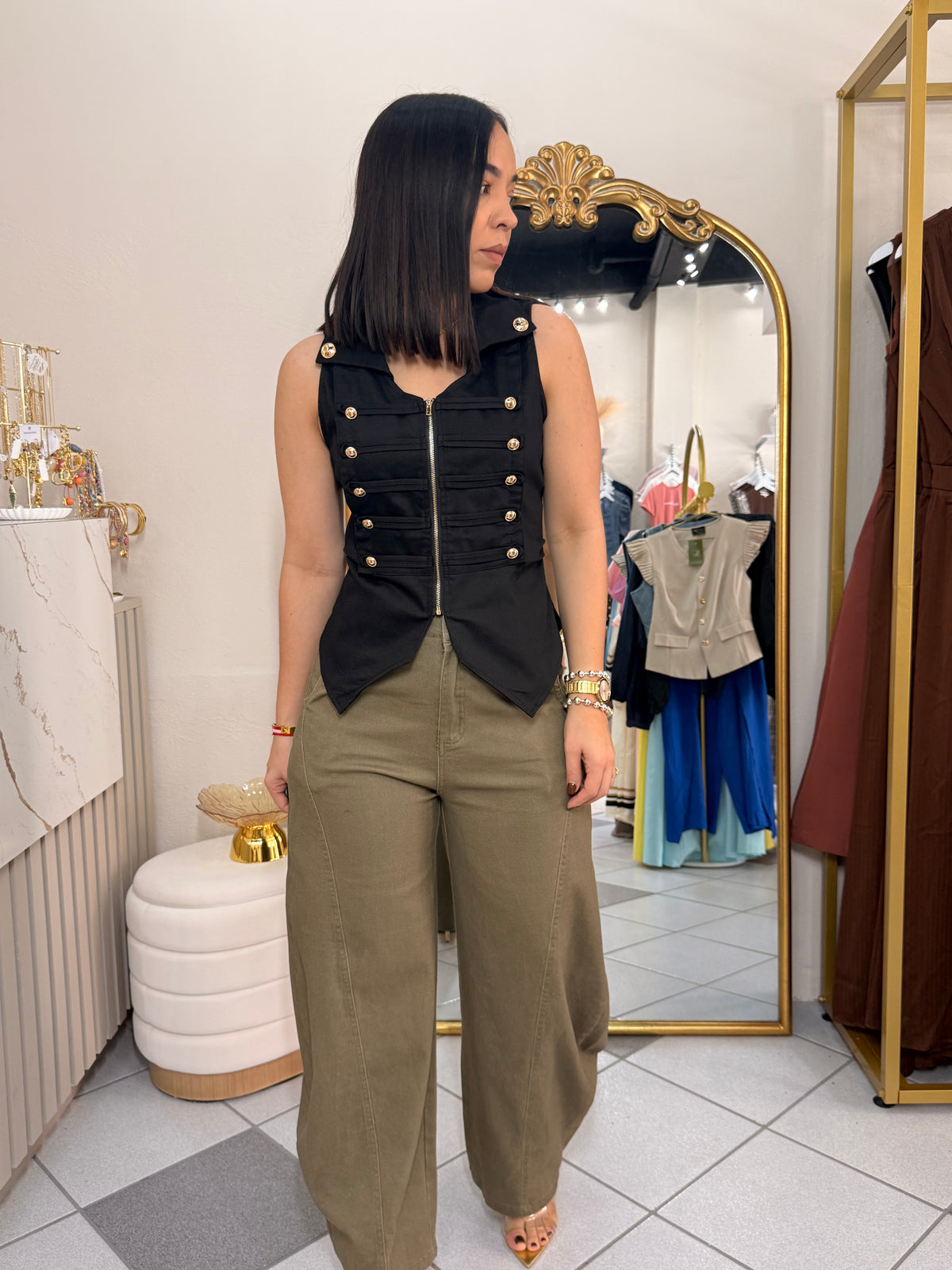 NEI " OLIVE  BARREL PANTS