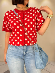 RED/WHITE POLKA DOT TOP