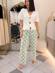 WALESKA" SAGE POLKA DOT PANT