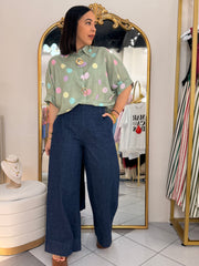 SAGE POLKA DOT TOP