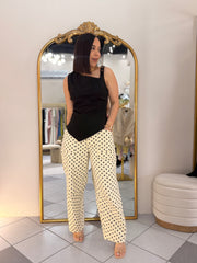 POLKA DOT  BEIGE  BARREL PANT