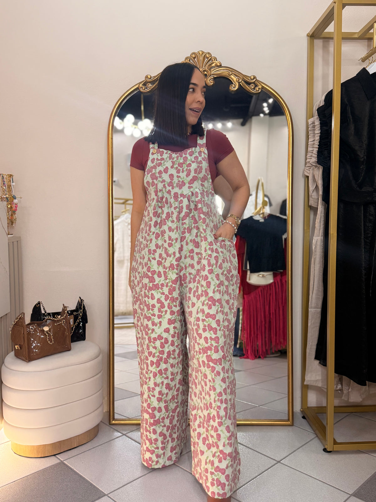 ROSE/GREEN” FLORAL JUMPSUIT