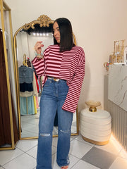 BLUSA LINEA"  ONE SIZE BURGUNDY/PINK