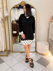 KATY” SWEATER BLACK/POLKA DOT