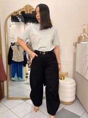NEI " BLACK  BARREL PANTS