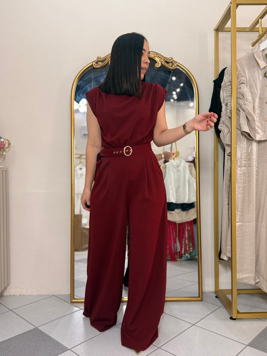 KAREN" BURGUNDY JUMPSUIT
