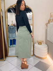 FALDA MIDI SAGE