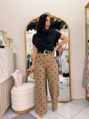 TAUPE POLKA DOT PANT