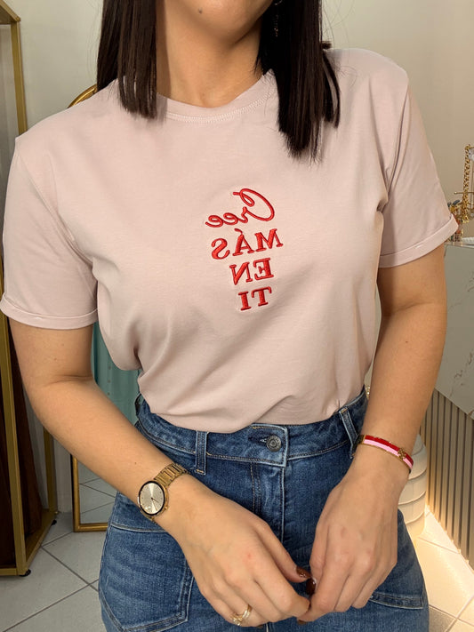 CREE MAS EN TI"   TSHIRT PINK/RED