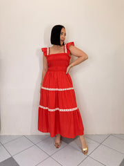 RED MIDI DRESS