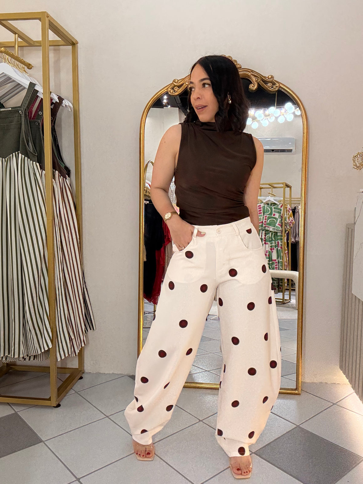 LUNAR BEIGE/BROWN/WINE  PANT BALLOON