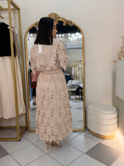 BEIGE ELEGANTE SET FALDA Y TOP
