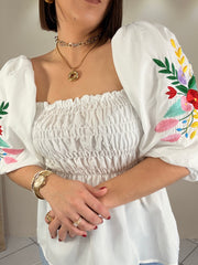 PUFF FLORY WHITE  TOP