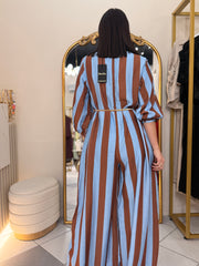 BLUE/BROWN  JUMPSUIT