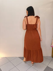 TANAIRI BROWN MIDI DRESS