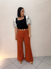 RUST WIDE LEG JEANS