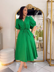 SACHA" KELLY GREEN MIDI DRESS