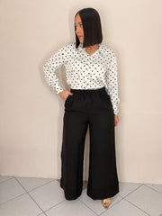 WHITE POLKA DOT SATIN TOP