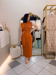 JESICA” MIDI CARAMEL  DRESS