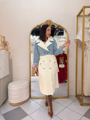 WHITE/DENIM COAT JACKET