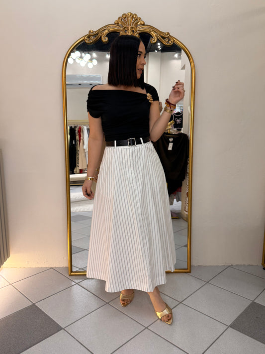 FALDA MIDI BLANCA Y NEGRA