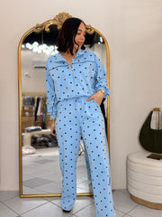 BLUE/BROWN POLKA DOT SET TRAVEL