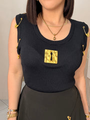 BLACK/ GOLD  TOP