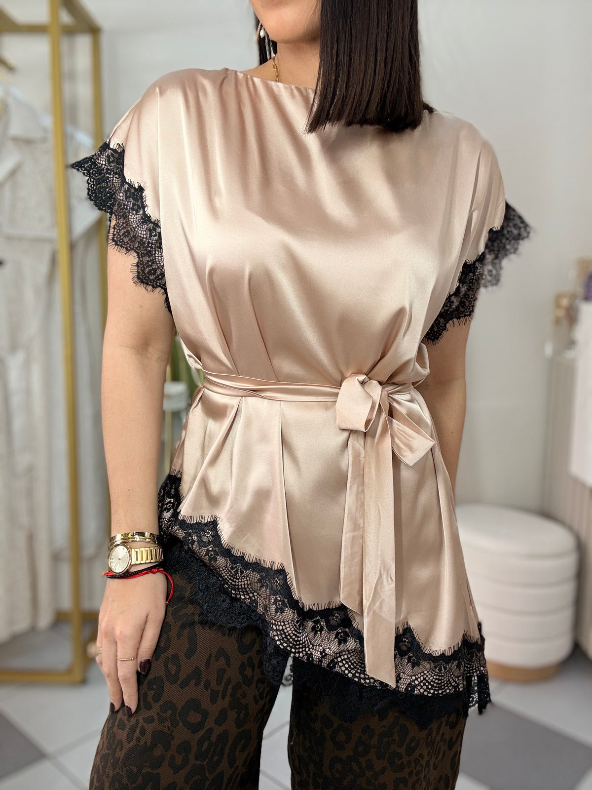 AURORA CHAMPAGNE SATIN BLOUSE