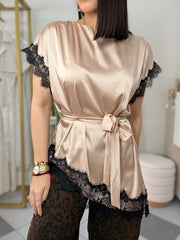 AURORA CHAMPAGNE SATIN BLOUSE