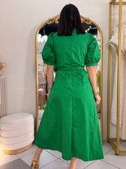 SACHA" KELLY GREEN MIDI DRESS