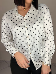 WHITE POLKA DOT SATIN TOP