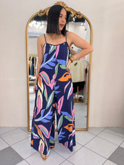 TROPICAL JUMPSUIT NAVY