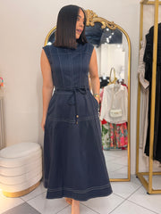 GABI” NAVY MIDI DRESS