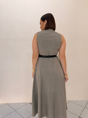 KAMILA- GREY MIDI DRESS