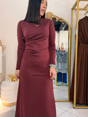 ITSA" BURGUNDY SET FALDA Y BLUSA