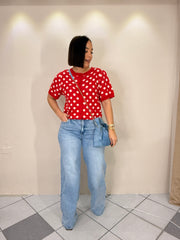 RED/WHITE POLKA DOT TOP